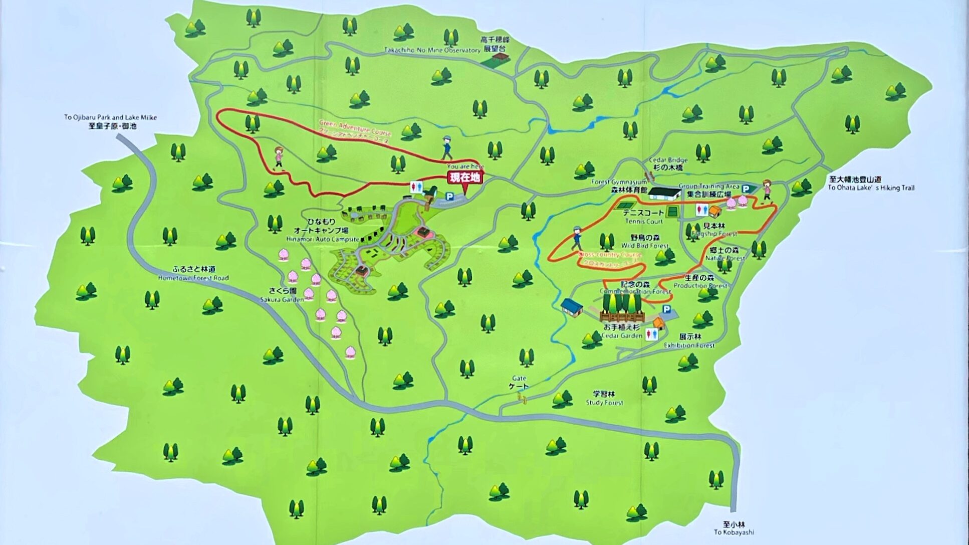 宮崎県ひなもり台県民ふれあいの森マップ