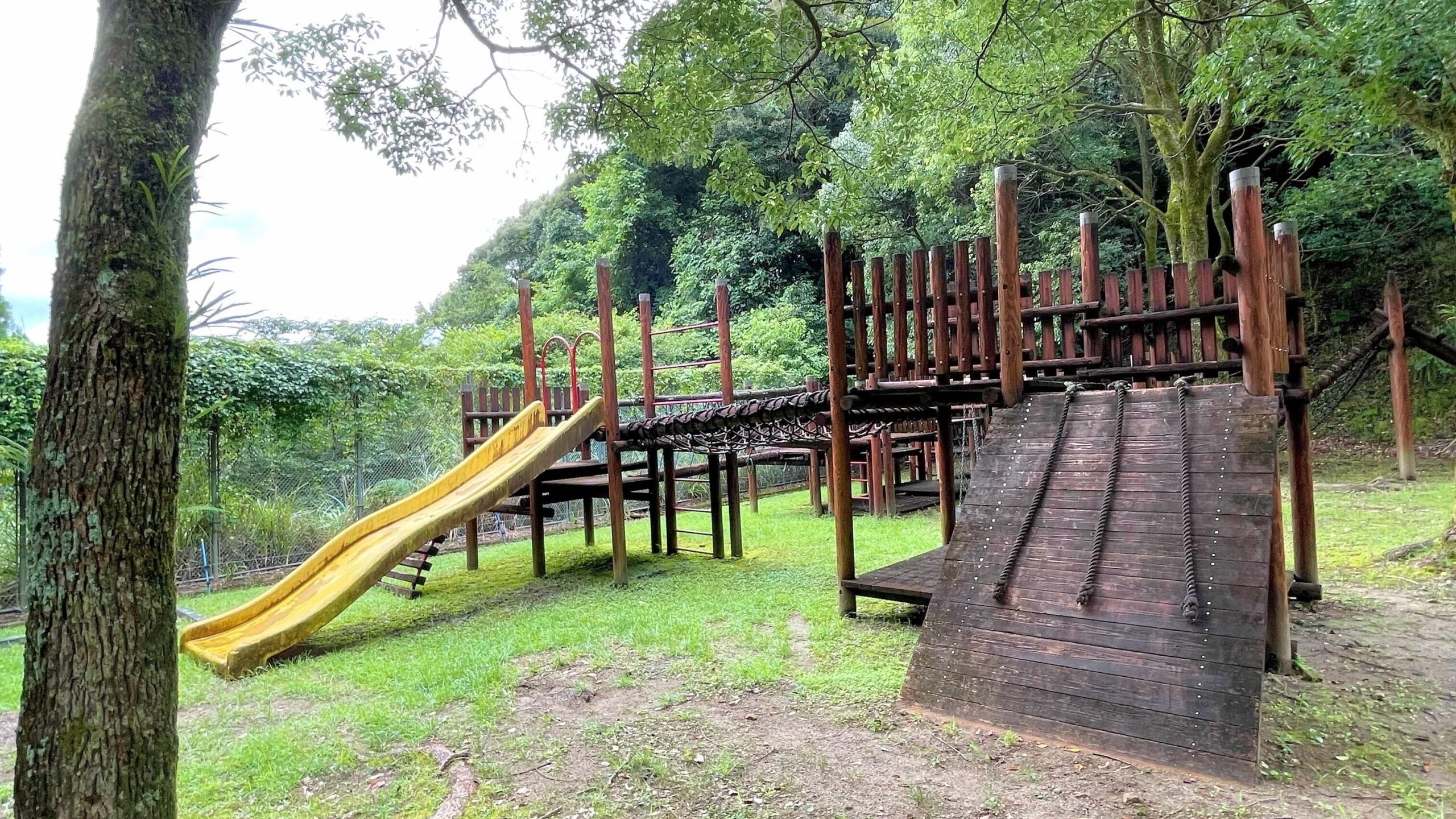 鹿児島県民の森周辺にあるこども広場のアスレチック遊具